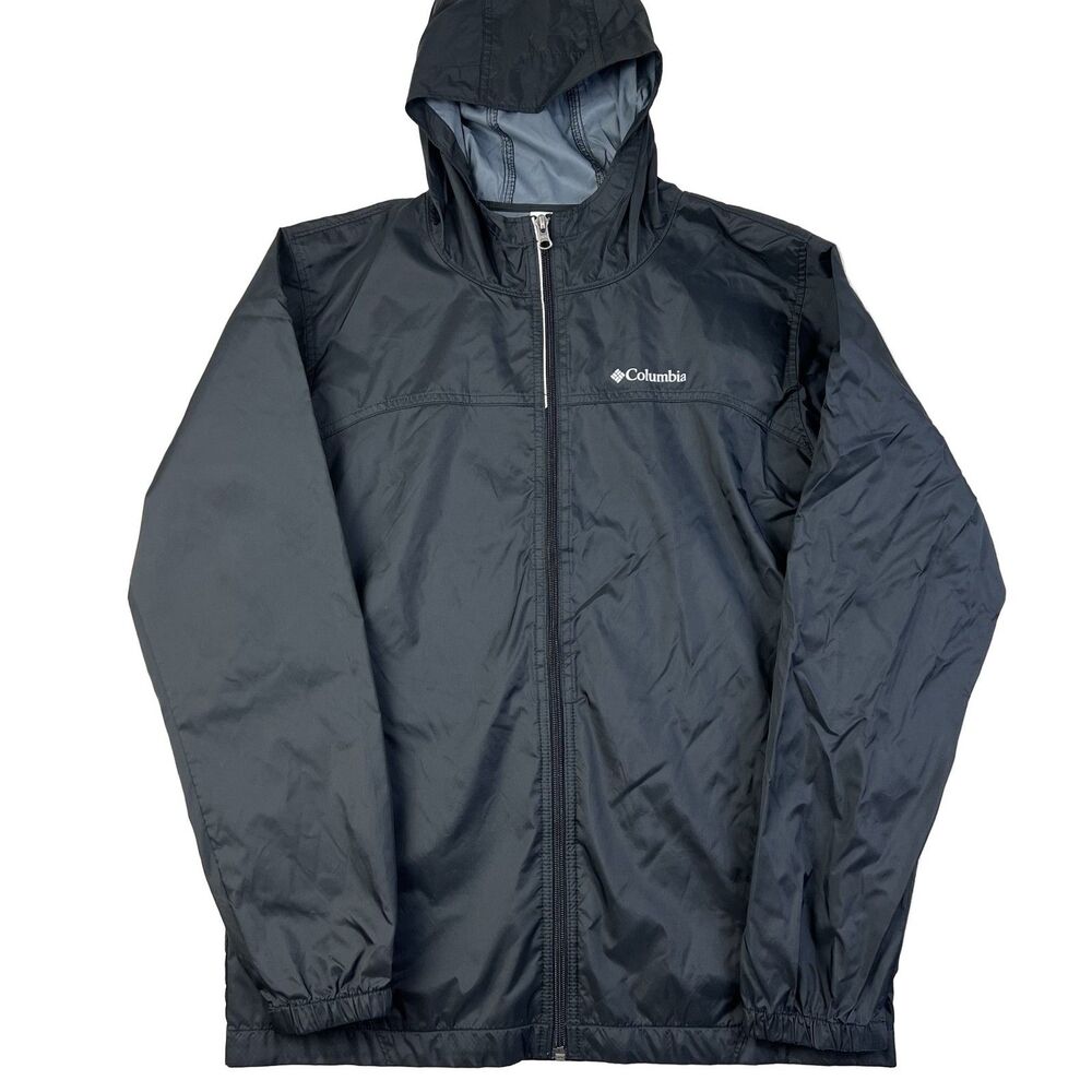 Columbia Glennaker Boys XL Black Hooded Waterproof Windbreaker Jacket RB3416